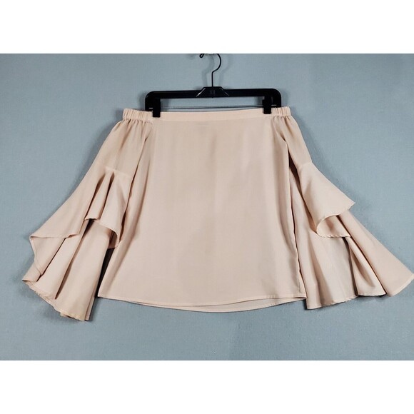 Chelsea28 Bell Sleeve Off The Shoulder Blouse Light Pink XS Flutter 3/4 Sleeve - Picture 1 of 12
